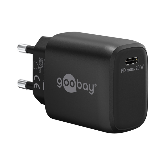 Cargador USB-C 20 W Power Delivery GaN Goobay Negro