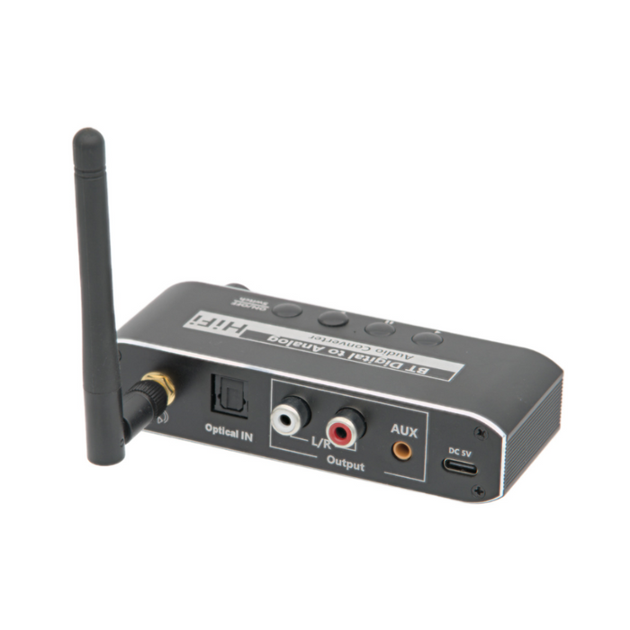 Conversor DAC con Bluetooth 5.1, Toslink y USB con Mando