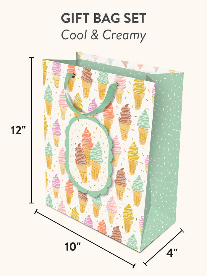 Cool & Creamy Large Vertical Die-Cut Gift Bag with Tissue