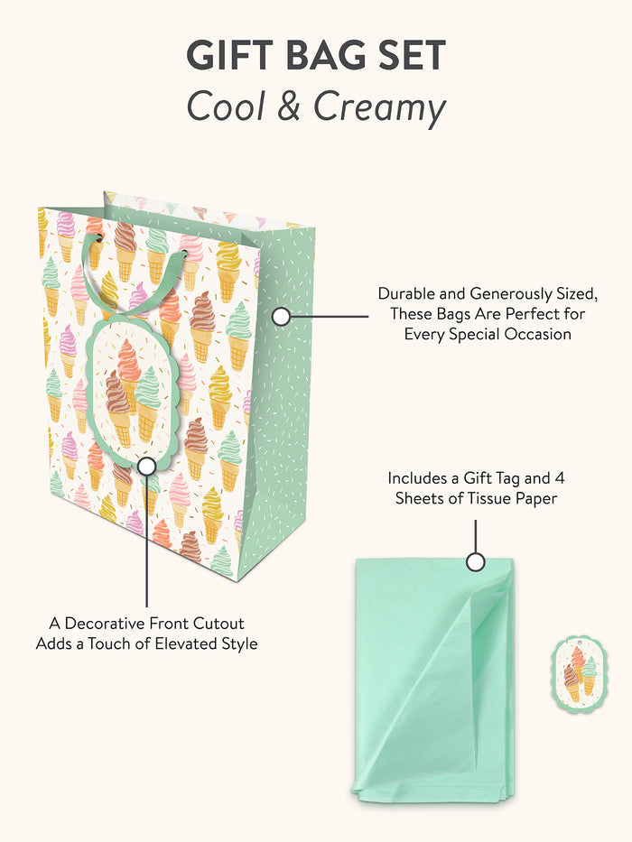 Cool & Creamy Large Vertical Die-Cut Gift Bag with Tissue