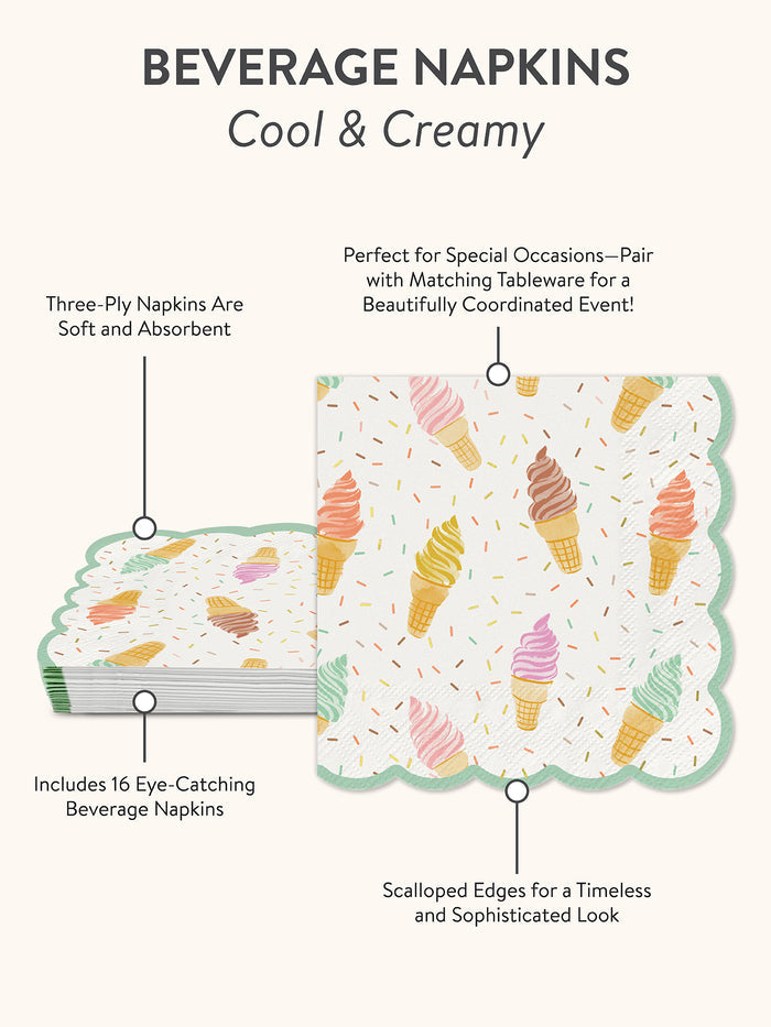 Cool & Creamy Scalloped Beverage Napkins