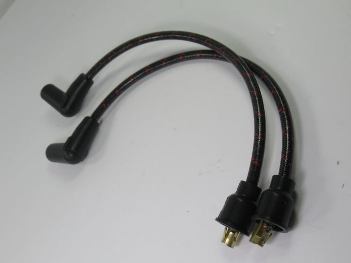 Copper Spark Plug Wires Triumph 6T 1961 1962 pre-unit woven cloth wire set black w red