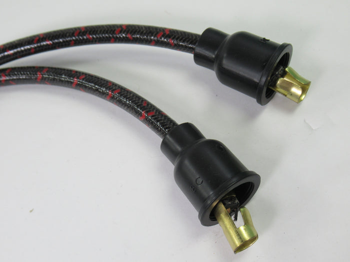 Copper Spark Plug Wires Triumph 6T 1961 1962 pre-unit woven cloth wire set black w red