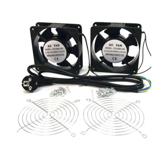 Doble Ventilador de 12 cm para Armario Rack 19" 230V