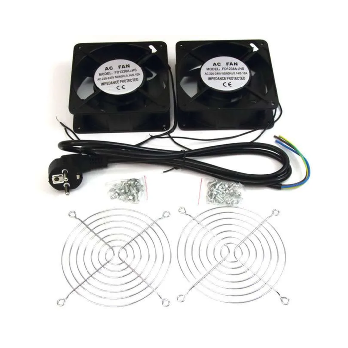 Doble Ventilador de 12 cm para Armario Rack 19" 230V