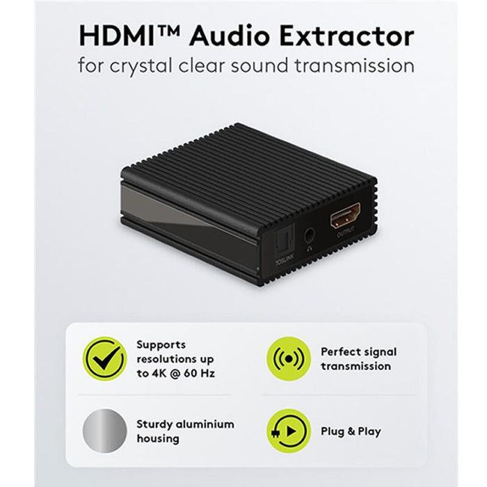 Extractor de audio HDMI de resolución 4K a 60 Hz, negro