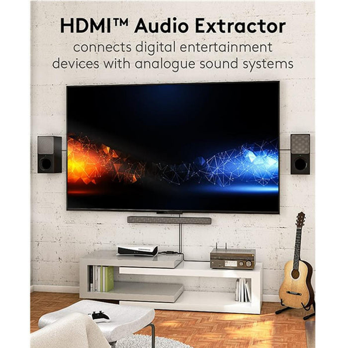 Extractor de audio HDMI de resolución 4K a 60 Hz, negro