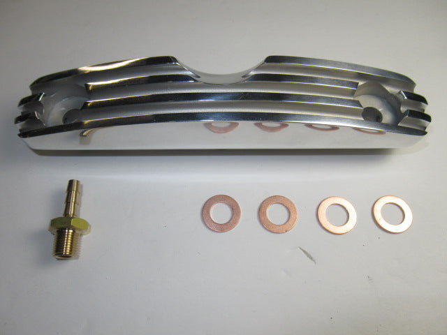 Finned rocker oil feed cooler webco style Triumph Unit 650 Aluminum