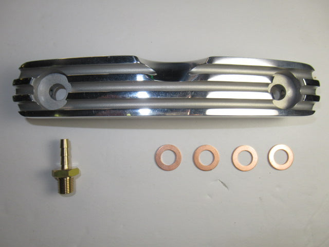Finned rocker oil feed cooler webco style Triumph Unit 650 Aluminum