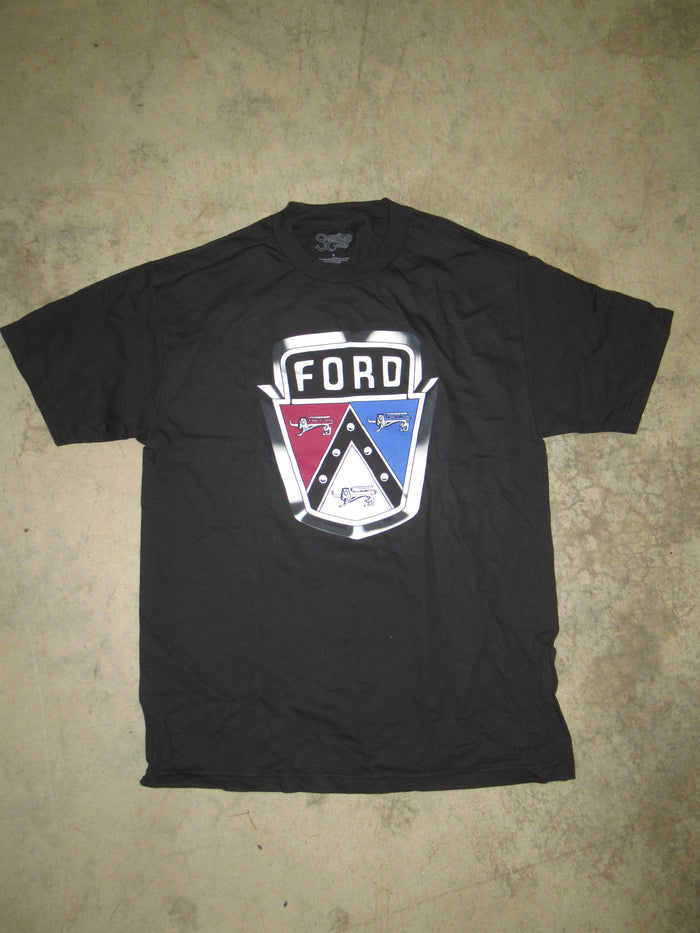 Ford V8 Flathead 1949 50 51 Mens Large T shirt black hood emblem Flat Head L