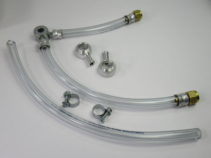 Fuel line set Amal Monoblock Triumph T100 Daytona 1967 w half width bowl crossover pipe