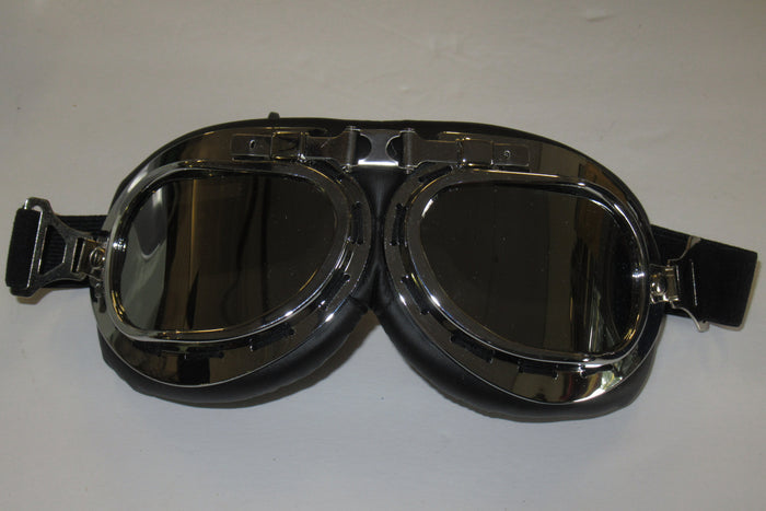 Goggles chrome motorcycle Auto Uk style classic goggle curved lens