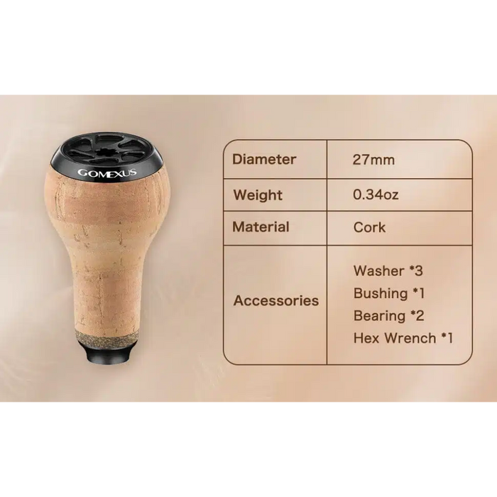 GOMEXUS 27MM CORK REEL POWER KNOB [CLR:BLACK]
