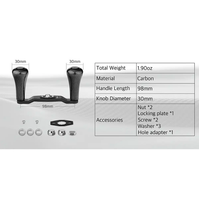 GOMEXUS 98MM CARBON FIBRE BAITCAST HANDLE 30MM 7X4/8X5
