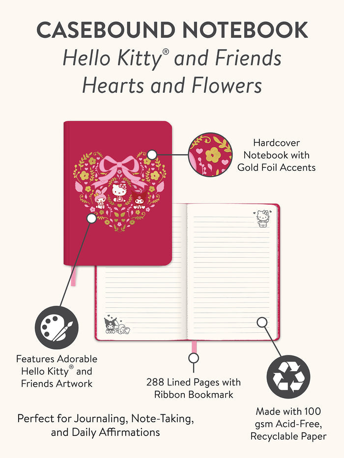 Hello Kitty and Friends Hearts and Flowers Casebound Notebook