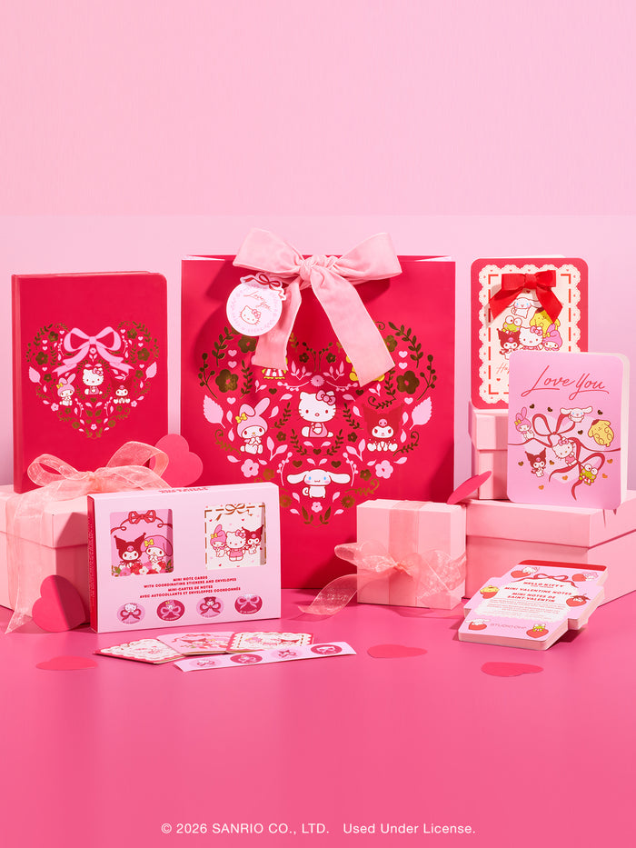 Hello Kitty and Friends Hearts and Flowers Large Gift Bag with Velvet Tie Closure