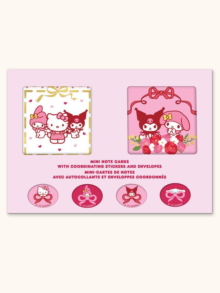Hello Kitty and Friends Hearts and Ribbons Assorted Mini Note Cards with Stickers