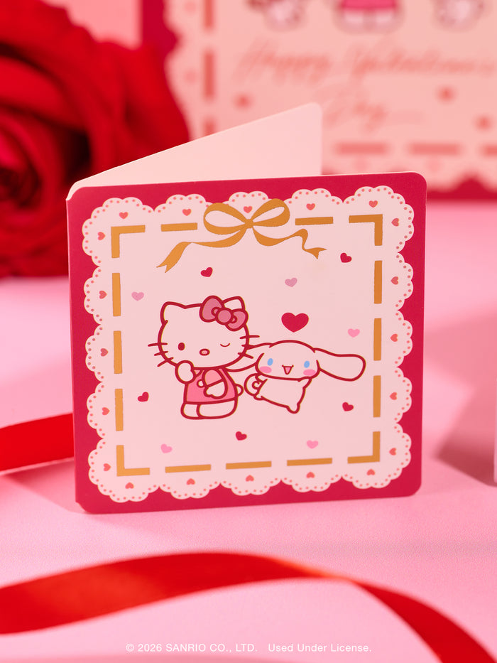 Hello Kitty and Friends Hearts and Ribbons Assorted Mini Note Cards with Stickers