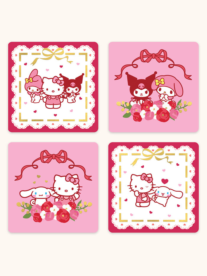 Hello Kitty and Friends Hearts and Ribbons Assorted Mini Note Cards with Stickers