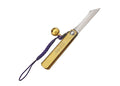 Higonokami SK Steel Bell Brass XS knife open, showing SK steel blade and brass handle