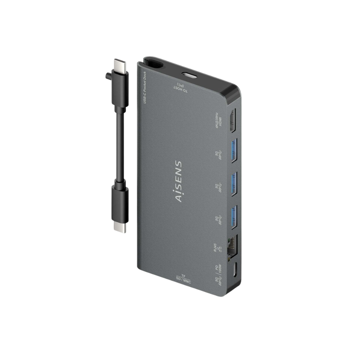 Hub USB-C 8 en 1 Aisens ASUC-8P015-GR