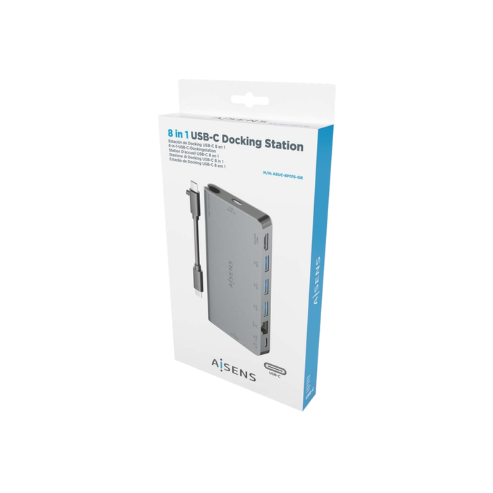 Hub USB-C 8 en 1 Aisens ASUC-8P015-GR