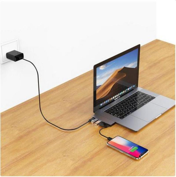 Hub USB-C Doble a 3x USB 3.0 Thunderbolt PD 100W Lector SD/microSD