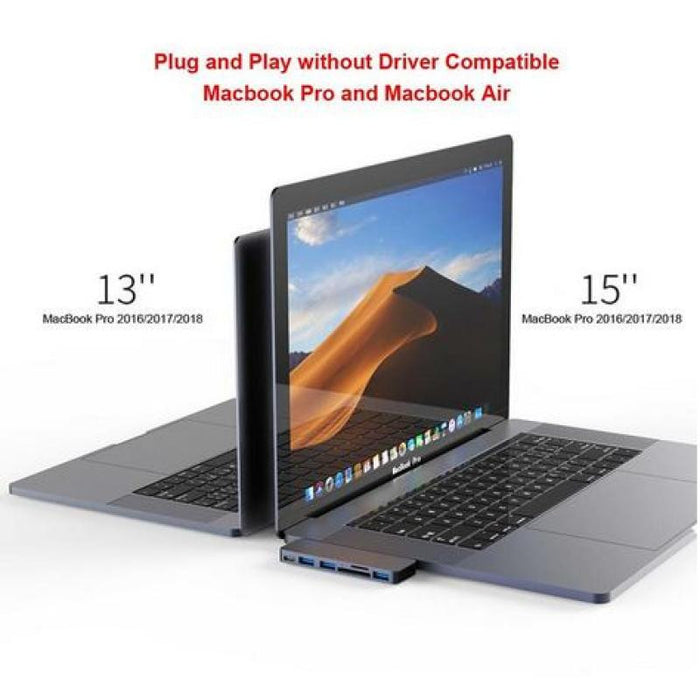 Hub USB-C Doble a 3x USB 3.0 Thunderbolt PD 100W Lector SD/microSD