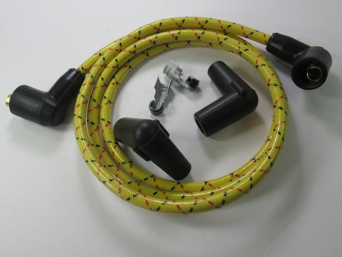 Joe Hunt mag magneto spark plug wires Yellow cloth copper core Triumph BSA 50"