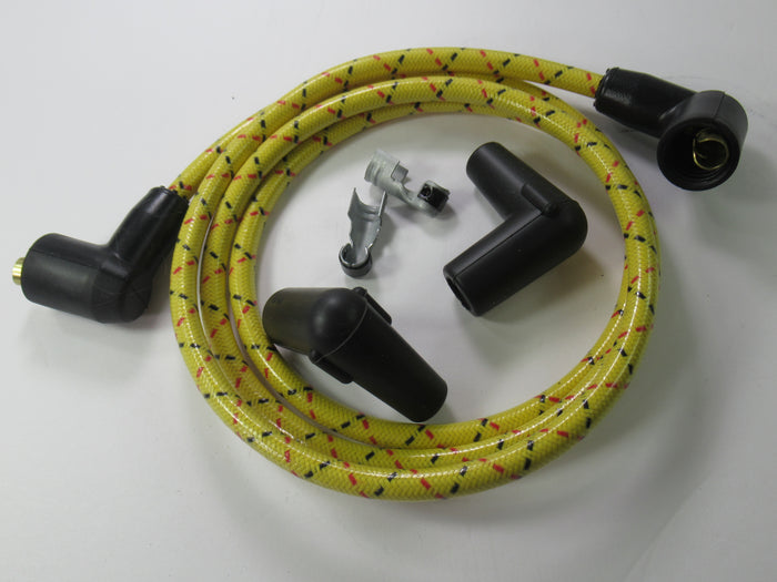 Joe Hunt mag magneto spark plug wires Yellow cloth copper core Triumph BSA 50"
