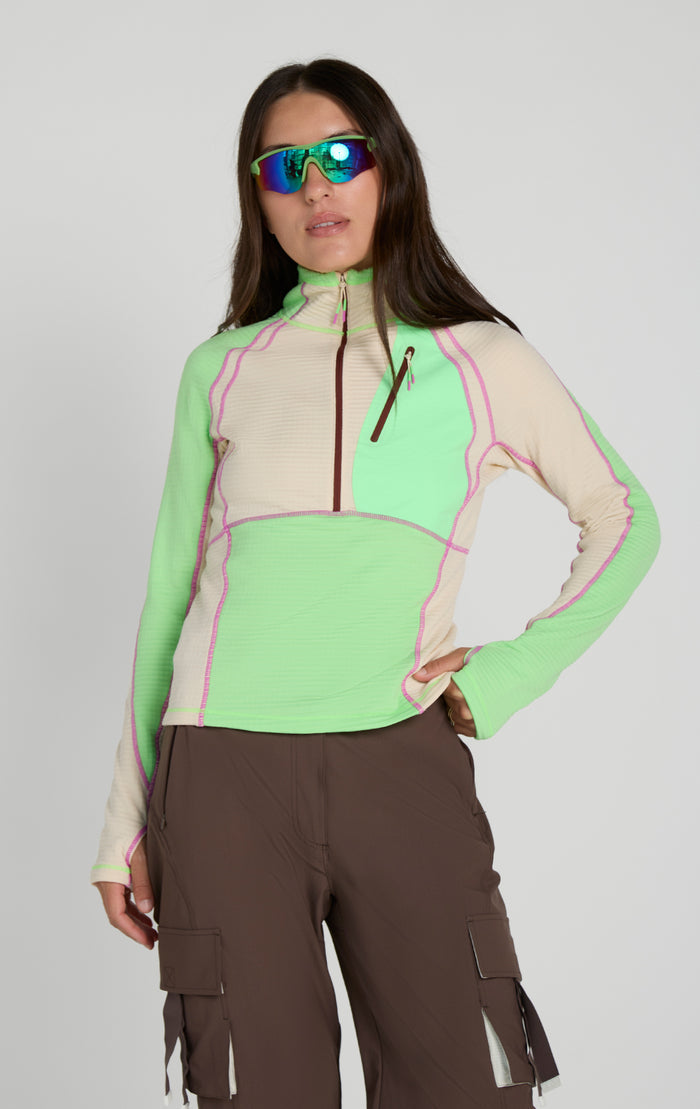 Joytrek Midlayer Grid Fleece Zip Neck