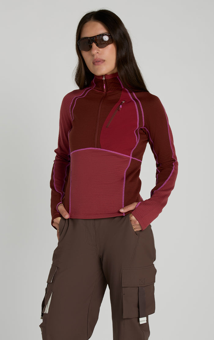 Joytrek Midlayer Grid Fleece Zip Neck