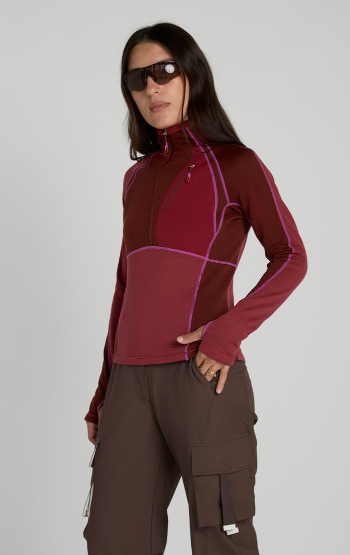 Joytrek Midlayer Grid Fleece Zip Neck