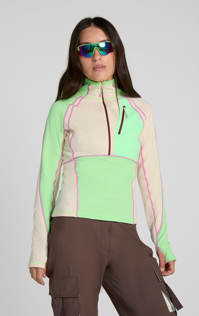 Joytrek Midlayer Grid Fleece Zip Neck