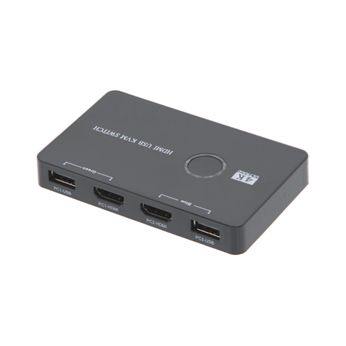 KVM HDMI 2.0 (4K@60Hz) + USB para alternar entre 2 PCs con un mismo ratón y teclado.