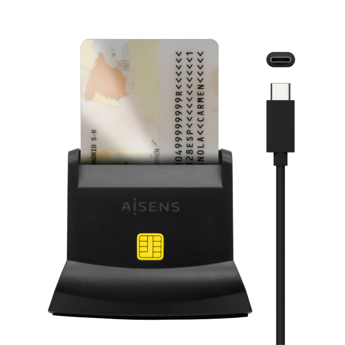 Lector de Tarjeta Inteligente DNI USB-C con lector de tarjetas SIM, SD, Micro SD, MMC, RS-MMC, MMC Micro | Negro