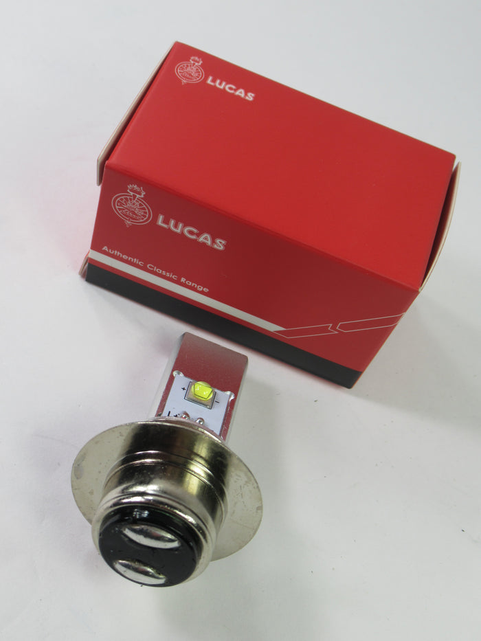 LED Lucas base BULB headlight 12v 6v 12 or 6 volt positive negative ground Triumph Norton