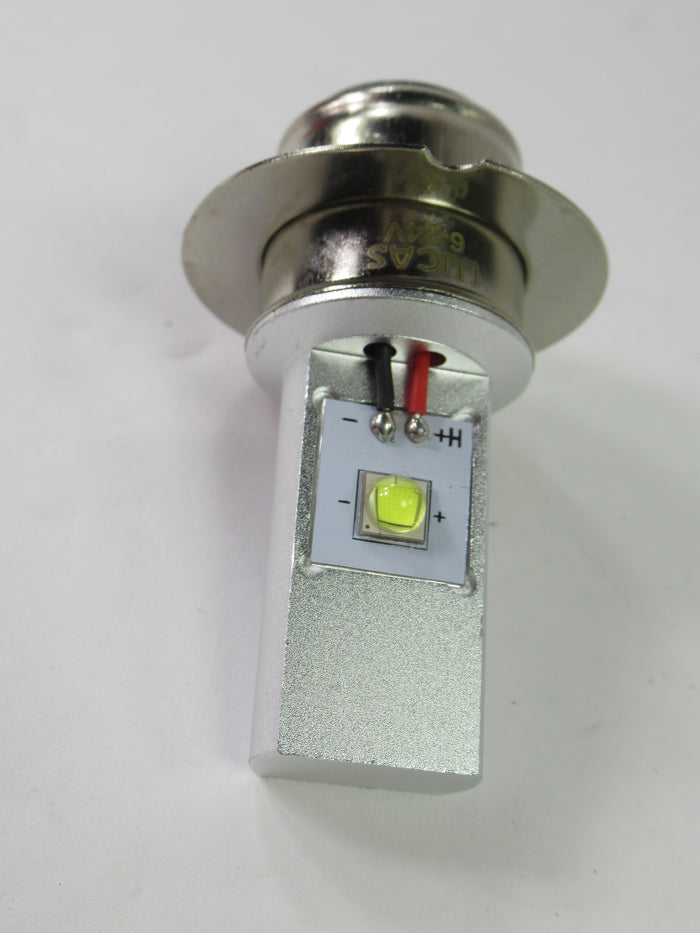 LED Lucas base BULB headlight 12v 6v 12 or 6 volt positive negative ground Triumph Norton