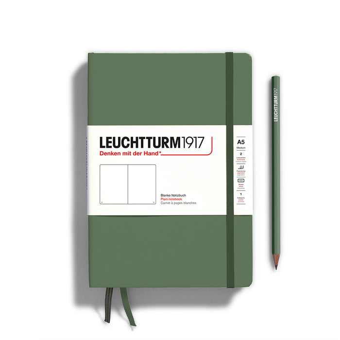 Leuchtturm1917 A5 Notebook Olive — closed hardcover front view