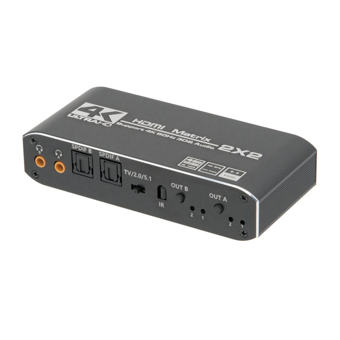 Matriz HDMI 2x2 4K@60Hz HDCP2.2 con extracción audio independientes