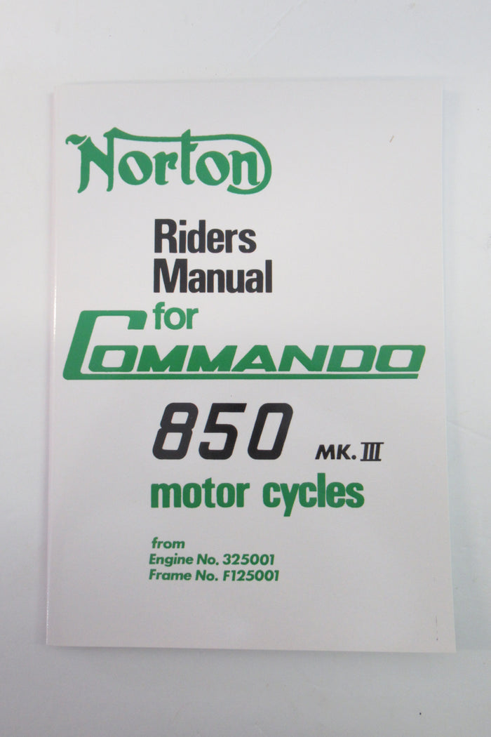 Norton Commando 850 MK3 MKIII Rider's Manual Handbook 06-6240 OEM UK made