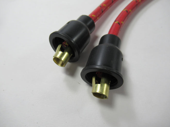 Norton spark plug wires red woven cloth custom wire set Atlas 750 Dominator 650 600 copper