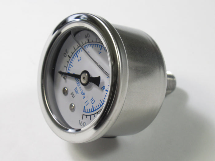 Oil pressure gauge PSI 0-100psi KPA 0-1100kpa / bar White face with blue black text