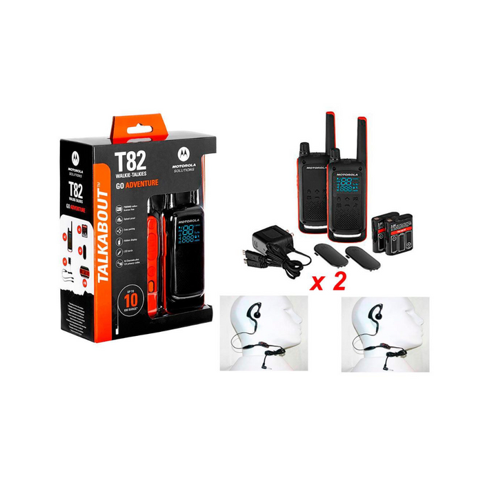 Pareja de walkies PMR446 Motorola TLKR T82 con 2 pinganillos