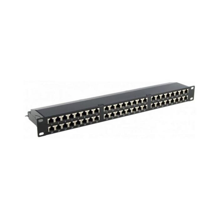 Patch Panel para Rack 19" de 48 Tomas Keystone STP Cat 6 1U Negro