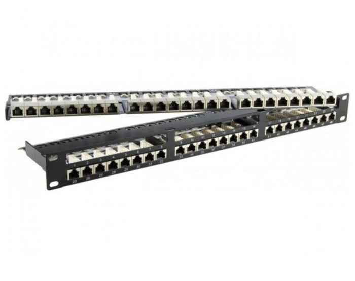 Patch Panel para Rack 19" de 48 Tomas Keystone STP Cat 6 1U Negro