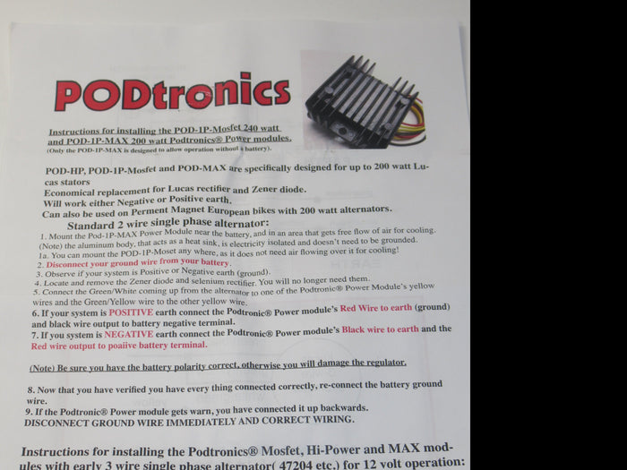 Podtronics Mosfet 200 Watt 12 volt single phase regulator rectifier power box