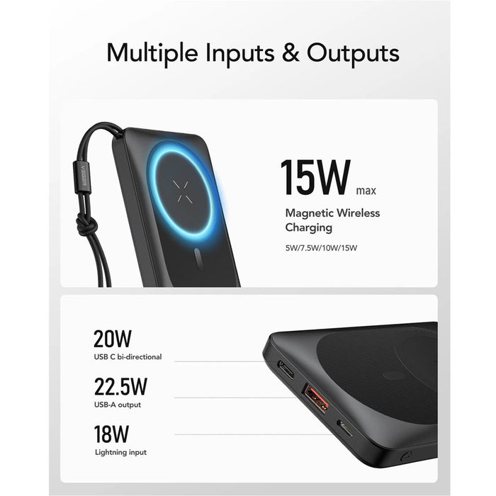 Powerbank Magnético MagSafe 10000 mAh 15W USB-C/Lightning VEGER