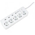Regleta de 5 tomas + 4 puertos USB