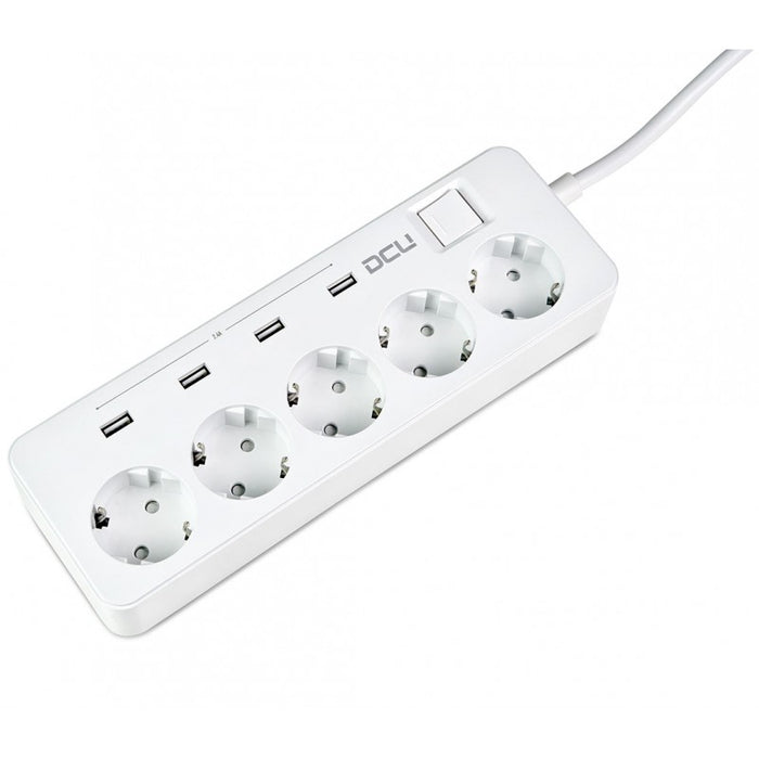 Regleta de 5 tomas + 4 puertos USB
